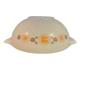 Vintage Pyrex Ovenware Large Mixing Bowl Cinderella Milk Glass Handler Orange